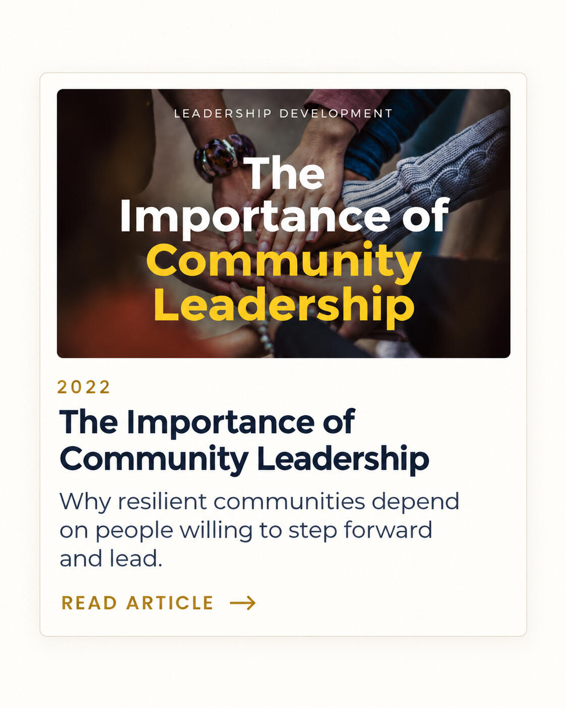 The Importance of Community Leadership →